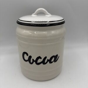 Cocoa Canister Jar W/ Lid Sleigh Bell White Black Winter Hot Chocolate Bar